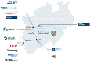 NRW-Karte mit Partnern